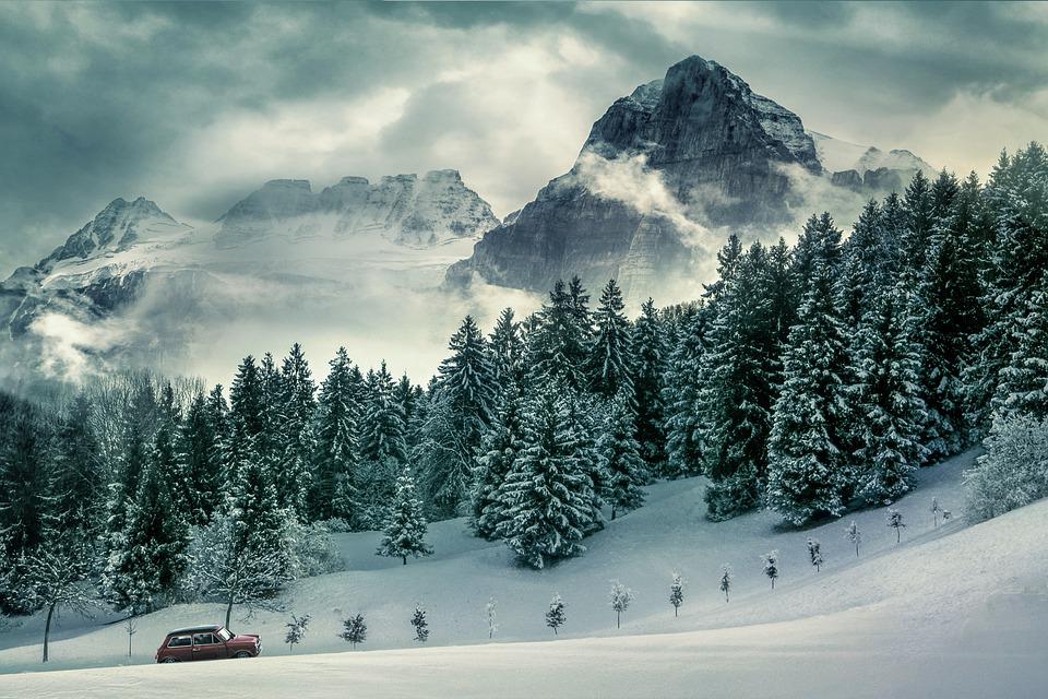 冬の風景 冬 雪 雪の風景 スキー休暇 自然 風景 寒い 冬の魔法 雪が降る 木 白い